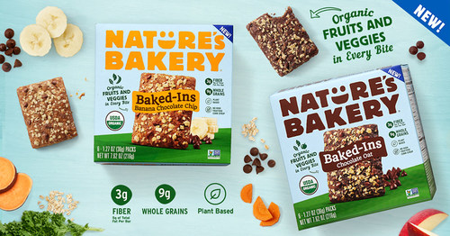 NATURE’S BAKERY INTRODUCES NEW ORGANIC ‘BAKED-INS’ SNACKS MADE WITH FRUITS & VEGETABLES