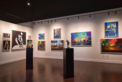Artwork by artists Mark Kostabi, Nano Lopez, and Marcel Mouly on display at the new Park West Fine Art Museum & Gallery on the Las Vegas Strip. (Photo by Amanda Nowak Photography)