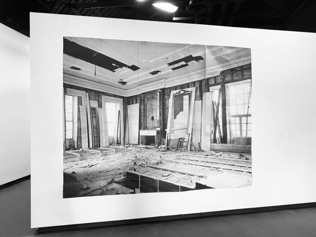 East Room, 2019-21 (Inkjet print on newsprint paper) View of the installation at Carolyn M. Wilson Gallery, University of South Florida (USF)