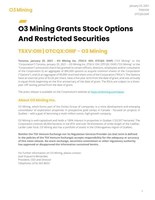 O3 Mining Grants Stock Options and Restricted Securities