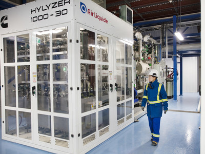 Air Liquide inaugure la plus grande unit du monde de production d'hydrogne dcarbon par lectrolyse  membrane au Canada (Groupe CNW/Air Liquide)