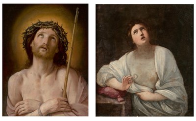 L’Ecce homo di Guido Reni (a sinistra) sarà venduto a New York da Sotheby’s, mentre la sua Cleopatra (a destra) sarà venduta a Tolosa da Marc Labarbe, entrambi il prossimo 28 gennaio