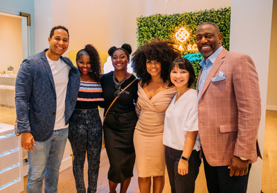 Photo credit: Nijalon Du’Boi. Left to right: Ashley DeWalt (DivInc Houston Managing Director), Kim Roxie (Founder, LAMIK and DivInc alumna), Isis Ashford (Co-founder, Xplosion Tech and DivInc alumna), Joy Hutton (DivInc Houston Program Director), Grace Rodriguez (CEO and Executive Director of Impact Hub Houston), Preston L. James II (CEO and Co-Founder of DivInc)