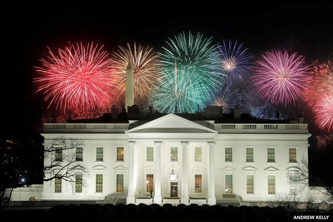Rainbow Fireworks Burst Over The White House