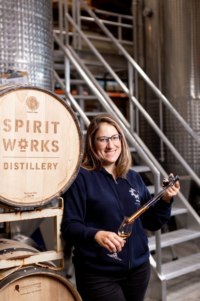 Spirit Works Distillery's New Head Distiller, Krystal Goulart (Photo credit: Loren Hansen Photography)