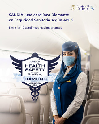 Saudi Arabian Airlines (SAUDIA) recibe la Insignia Diamante por seguridad sanitaria en sus vuelos