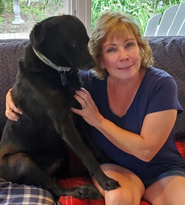 Connie Bekavac with her rescue dog Max