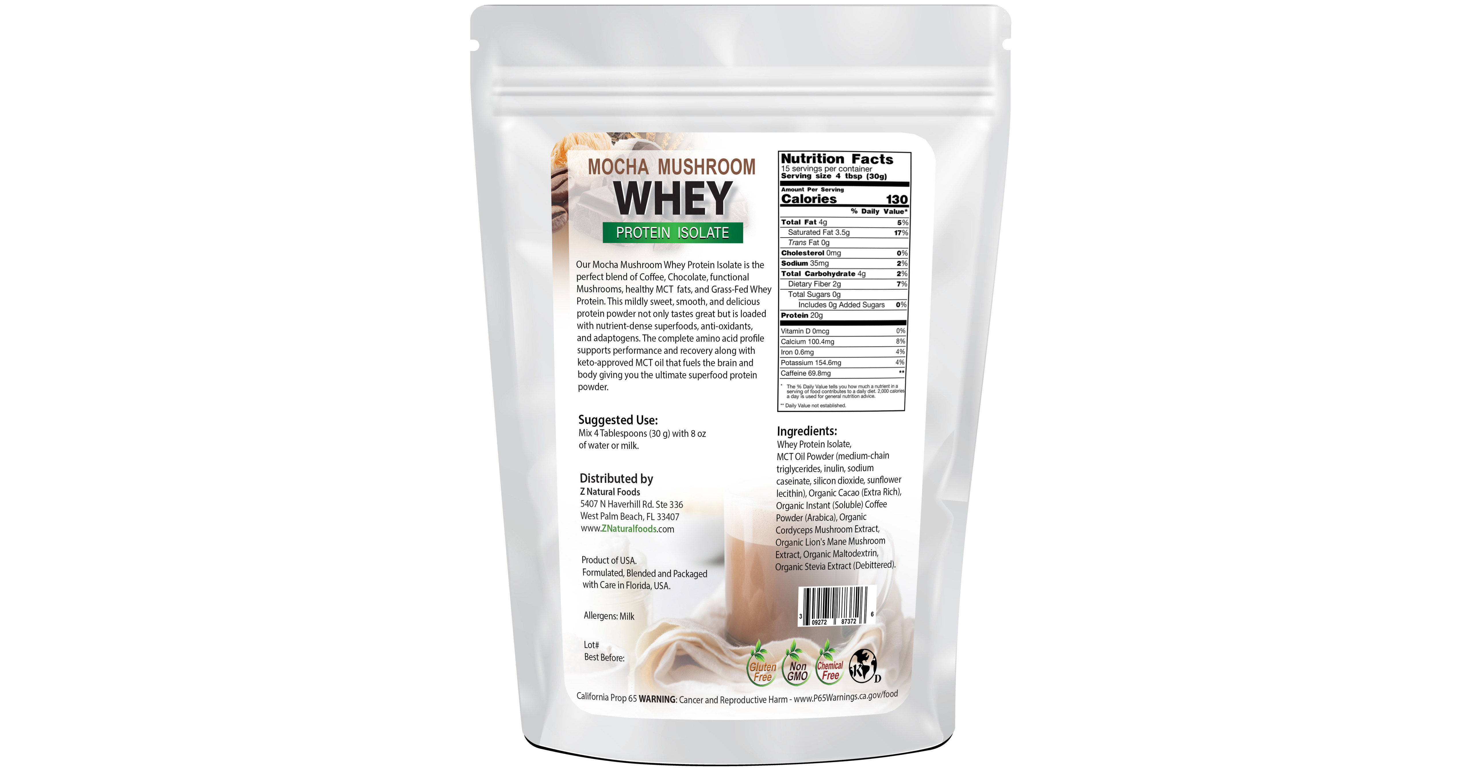 Z Natural Foods Releases New Mocha Mushroom Whey Protein