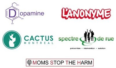 CACTUS Montral, Dopamine, L'Anonyme, Spectre de rue et Moms Stop the Harm - logo (Groupe CNW/L'Anonyme)