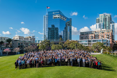 Sempra Energy employees in front of the company's headquarters in 2018.