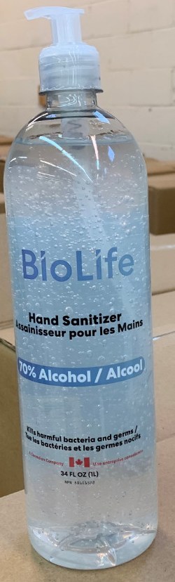 Advisory - Testing confirms Bio Life hand sanitizer poses health risks; products recalled across Canada