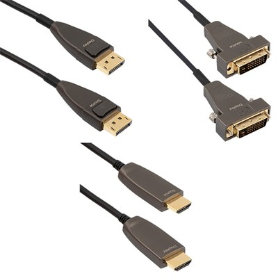 New HDMI, DVI and DisplayPort Active Optical Cables Extend Video and Audio Signals up to 100 Meters