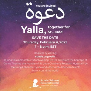 Join Marlo Thomas during "Yalla, Together for St. Jude" on Feb. 4 at 7 p.m. ET for a Founder's Day celebration of St. Jude Children's Research Hospital