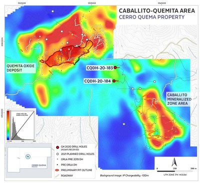 Figure 3: Caballito-Quemita Area Drill Program (Near-Deposit) (CNW Group/Orla Mining Ltd.)