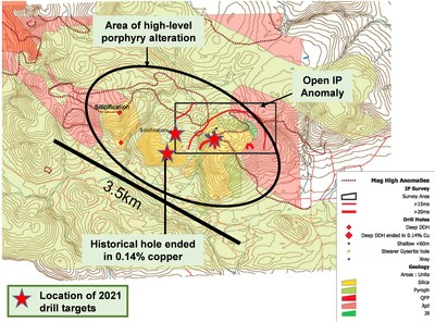 Figure 1: Pemberton Hills Alteration Including 2021 Planned Drill Holes (CNW Group/NorthIsle Copper and Gold Inc.)