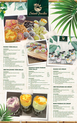 Island Pacific flavored creamers can be used in many recipes without needing to add hard-to-find exotic flavors of Ube, Manila Mango, and Buko Pandan. Traditional and classic recipes such as: Yema, Ube Spread, Pastillas, Halo-Halo, Ube Cake, Mango Tango Cake, Candies, Ube Leche Flan and Filipino flavored frosting is now easily accessible even to the novice culinarian.