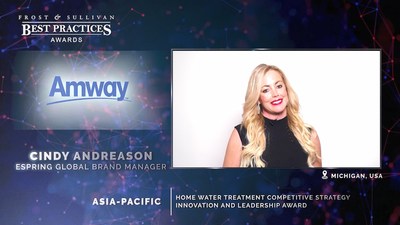 Frost & Sullivan recognizes Amway Corp. with the 2020 Asia-Pacific Home Water Treatment Competitive Strategy Innovation and Leadership Award. In a fragmented market comprising newcomers and emerging brands, Amway stands out with its eSpring HWT offering. Consistently deploying innovative strategies through its distribution channels, superior product lineup, and excellent aftersales services, Amway continues to stay ahead of the technology and demand curve.