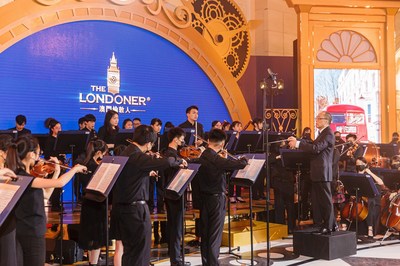 The Macau Youth Orchestra performs at the opening ceremony for the first-phase launch of The Londoner Macao Monday at the integrated resort’s Crystal Palace atrium. The Londoner Macao is Sands China’s bold British-themed reimagining of the Sands Cotai Central integrated resort, and offers the best of British history and culture alongside a traditional yet contemporary hospitality experience. (PRNewsfoto/Sands China Ltd.)