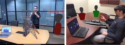 Arvizio's Immerse 3D offers remote collaboration with 3D models in AR using Microsoft Teams, Zoom and other web meeting platforms. (CNW Group/Arvizio Inc.)