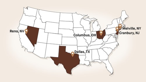 Map of SupplyHouse.com distribution centers, call centers, and office space.