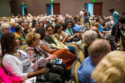 Crowd attending North Carolina Humanities’ 2019 John Tyler Caldwell Award for the Humanities ceremony honoring North Carolina Poet Laureate Jaki Shelton Green. The award is an example of how NC Humanities connects diverse people and spurs dialogue.