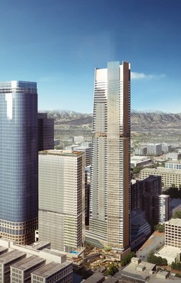 Angels Landing is a $2 billion twin-tower luxury hotel project in downtown L.A.’s Bunker Hill neighborhood. (image rendering courtesy of Handel Architects)