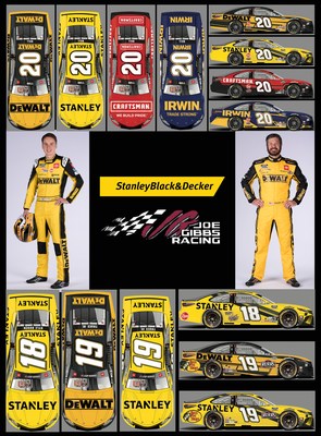 2021 driver and car line up for Stanley Black & Decker. Christopher Bell on the left and Martin Truex Jr. on the right.