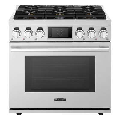 From powerful searing to gentle melting, the Signature Kitchen Suite 36-inch Gas Pro Range and Rangetops are perfect for the home chef who prefers the increased cooking control and even heat distribution that gas cooking delivers.