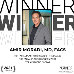 Amir Moradi, MD Wins 'Top Facial Plastic Surgeon of the Decade' in the 2021 Aesthetic Everything® Aesthetic and Cosmetic Medicine Awards