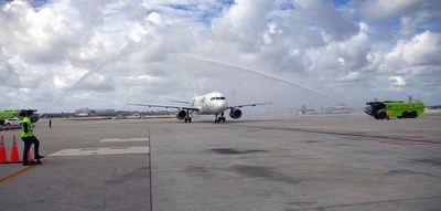 Jet Blue water cannon salute