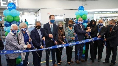 Jet Blue and Miami-Dade County officials host a ribbon-cutting ceremony