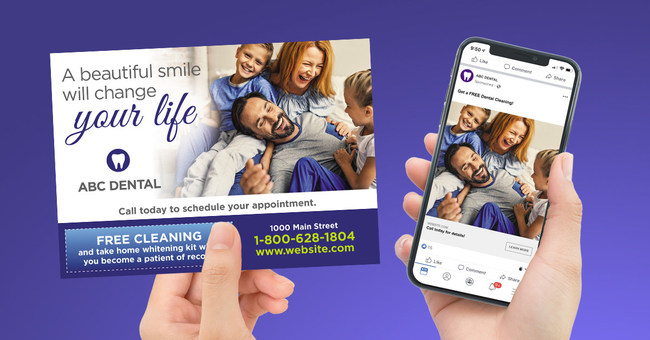 PostcardMania's new dental marketing campaign bundle, Everywhere Dental, focuses on seamlessly integrating traditional offline technology - like targeted direct mail - with the power of coordinated online ads across today's most-visited platforms. Everywhere Dental launched this month, February 2021.