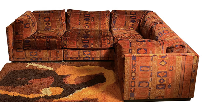 Jack Lenor Larsen (American, 1927-2020) for Directional, patterned sectional sofa, midcentury modern. Estimate $300-$500