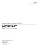 NexPoint Residential Trust, Inc. Reports Fourth Quarter And Full Year 2020 Results