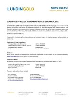 Lundin Gold to Release 2020 Year End Results February 24, 2021 (CNW Group/Lundin Gold Inc.)