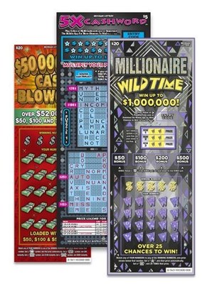 Michigan Lottery's $50,000,000 Cash Blowout, 5X Cashword, and Millionaire Wild Time games (CNW Group/Pollard Banknote Limited)