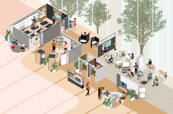 Workplace designers need to balance the needs of teams and individuals by creating neighborhoods where both collaboration and focused work can ebb and flow.