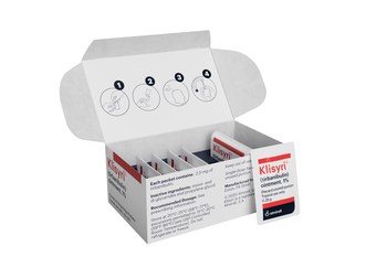 Klisyri® (tirbanibulin) is supplied in boxes of 5 single-use sachets and is applied to the treatment area once daily for 5 days.