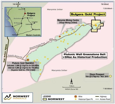 Figure 1: Bulgera Project Location (Norwest April 2020 resource upgrade announcement) (CNW Group/Vox Royalty Corp.)