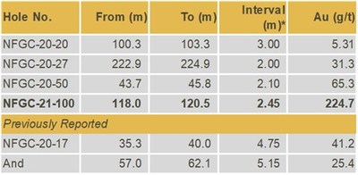 Table 1: Lotto summary results (CNW Group/New Found Gold Corp.)