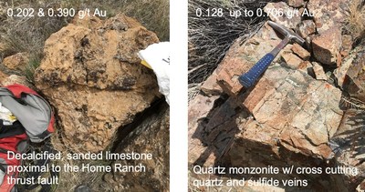Figure 2. Bottom) Outcrop photos of the most prospective host rocks at HSRP. (CNW Group/Eminent Gold Corp.)