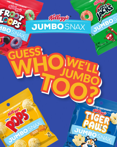 Kellogg’s® Jumbo Snax is launching a new flavor on National Snack Day to celebrate the food holiday. Guess which new cereal will be “jumbo-fied” next on social using #JumboSnax.