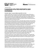 Canadian Utilities Reports 2020 Earnings