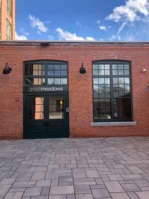 Green Meadows' dispensary is located at 64 Mill St., Southbridge, Mass. across the street from its own newly built parking lot; a sheltered courtyard leads visitors into the renovated mill building.