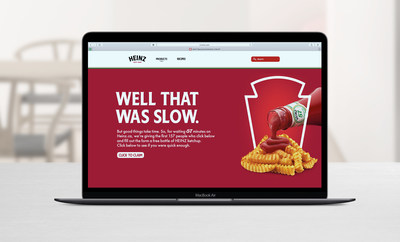 The world's slowest ketchup launches the slowest website. But don't worry, there's a reward for waiting. (CNW Group/Kraft Heinz Canada)