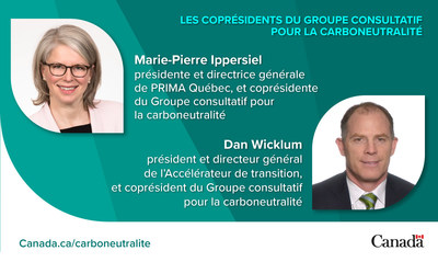 Les coprsidents du Groupe consultatif pour la carboneutralit, Marie-Pierre Ippersiel et Dan Wicklum (Groupe CNW/Environnement et Changement climatique Canada)