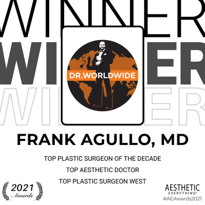 Frank Agullo, MD Receives "Top Plastic Surgeon of the Decade" and more in the Aesthetic Everything® Aesthetic and Cosmetic Medicine Awards 2021