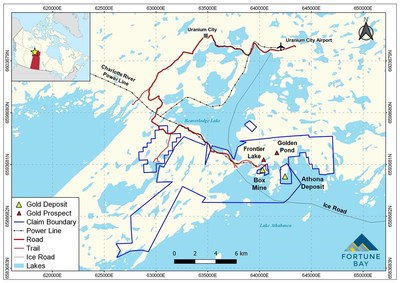Figure 1: Goldfields Project infrastructure and location map. (CNW Group/Fortune Bay Corp.)