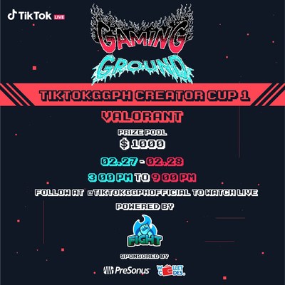 #TikTokGGPH Creator Cup Tournament will be live-streamed on TikTok Gaming Ground PH account via @tiktokggphofficial.