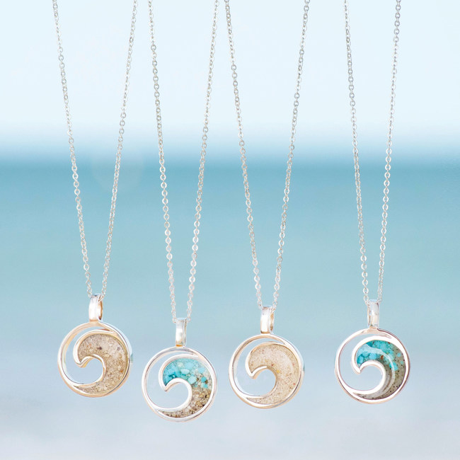 Dune Jewelry's Best Selling Sterling Silver Wave Necklaces can be handmade with sand or earth elements from your location of choice. 15% of sales of this necklace or any design on dunejewelry.com during Giving Week (March 1- 6, 2021) will be donated to Dune's Giving Week Partners.